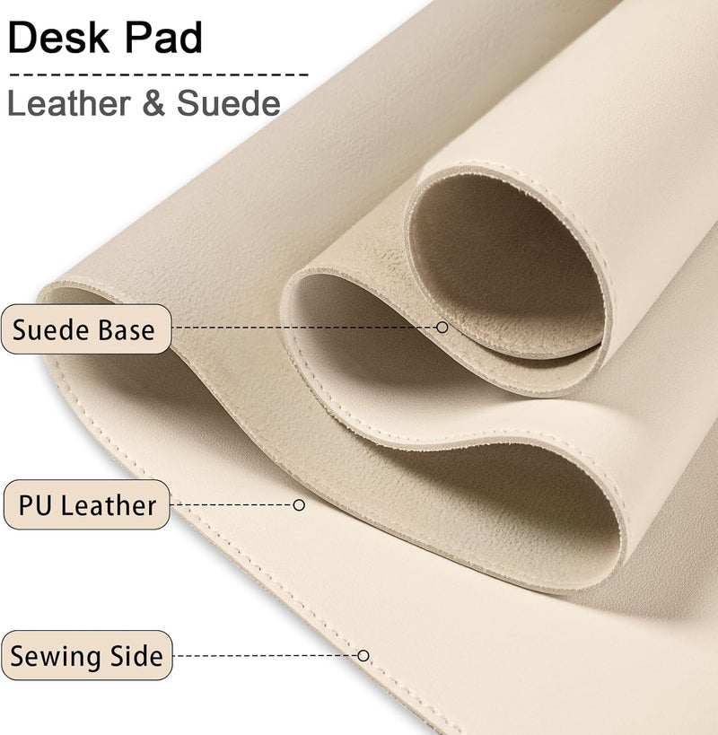 METEOROCK Large Desk Pad, 47.2" x 17" PU Leather Desk Mat for Desktop, Non-Slip Office Desk Mat for Desk, Desk Blotter Pad, Waterproof Computer Pad for Desk, Keyboard Mats for Home & Office (Apricot) - Image 3